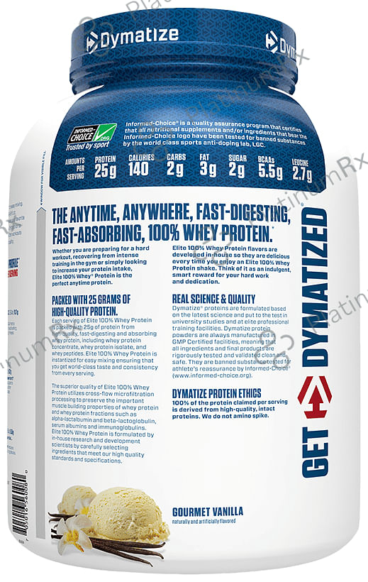 Dymatize Nutrition Elite 100% Whey Protein - With BCAAs & Leucine - For Muscle Recovery - Powder Gourmet Vanilla