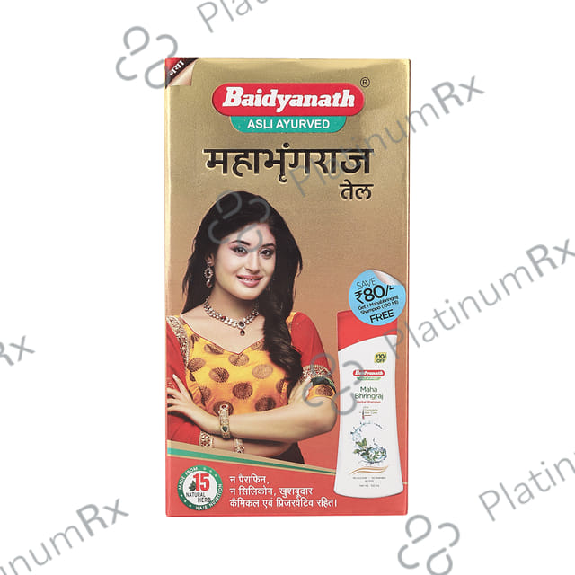 Baidyanath (Jhansi) Mahabhringraj Tel with Maha Bhringraj Herbal Shampoo 100ml Free