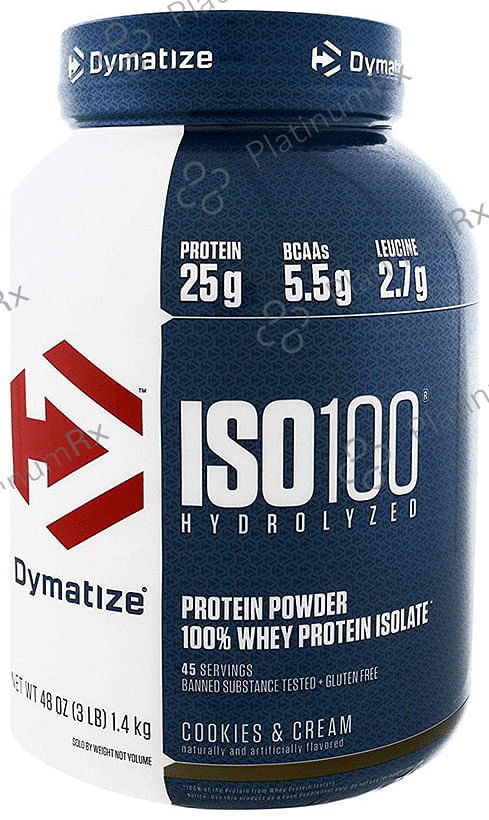 Dymatize Nutrition ISO 100 Hydrolyzed 100% Whey Protein Isloate Powder Cookies & Cream 3 lb