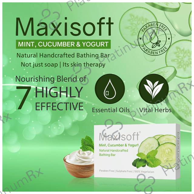 Maxisoft Mint, Cucumber & Yogurt Bathing Bar (75gm Each) 6 units