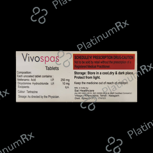Vivospas 10/250mg Tablet 10s
