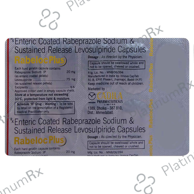 Rabela Plus 75mg/20mg Capsule