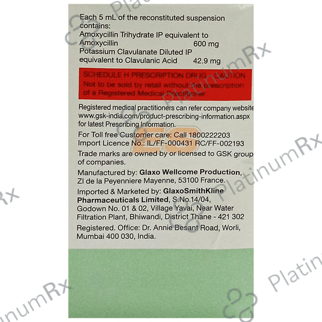 Augmentin ES 600/42.9mg Oral Suspension 50ml