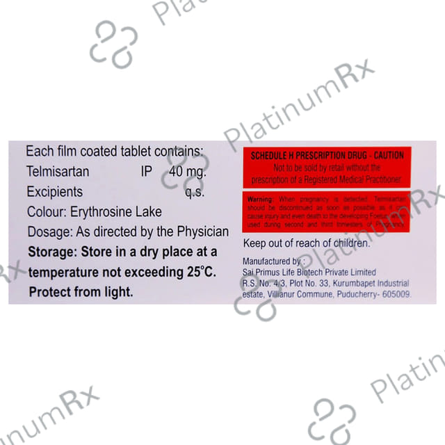 Telmiprime 40mg Tablet 10s