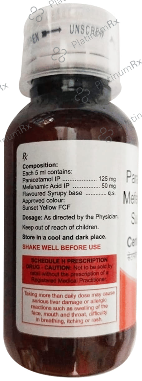 Centamol Plus 50/125mg Mango Orange Flavour Suspension 60ml