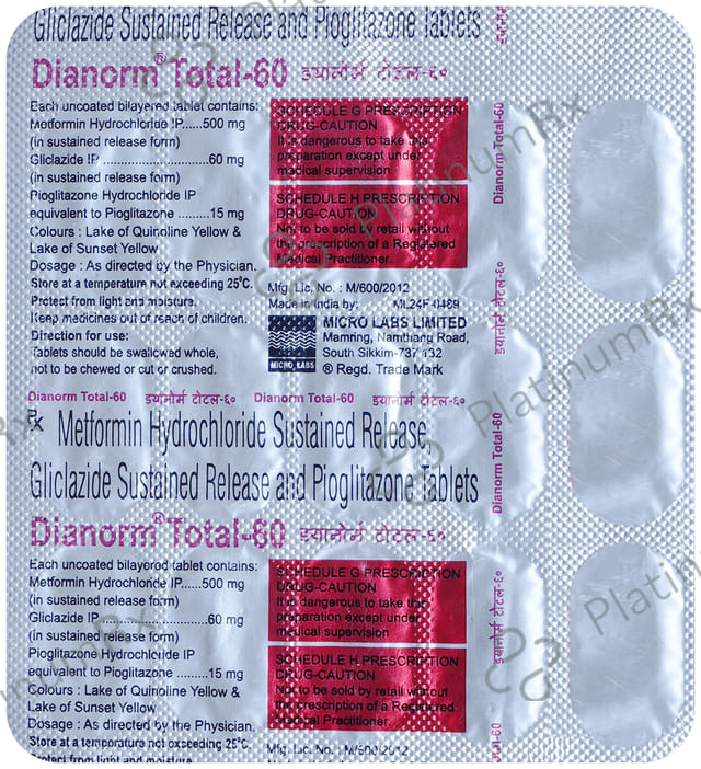 Dianorm Total 60/15/500mg Tablet SR 15s