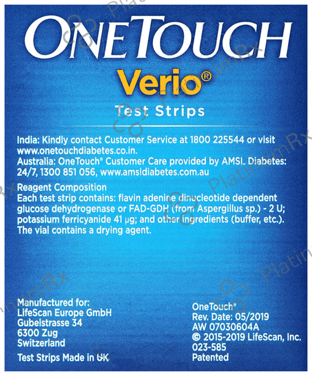 Onetouch Verio Test Strip Test 50s