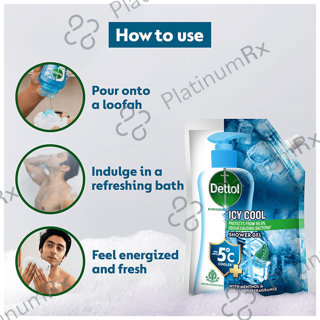 Dettol Bodywash & Shower Gel - pH Balanced & Soap Free Icy Cool Refill Pack