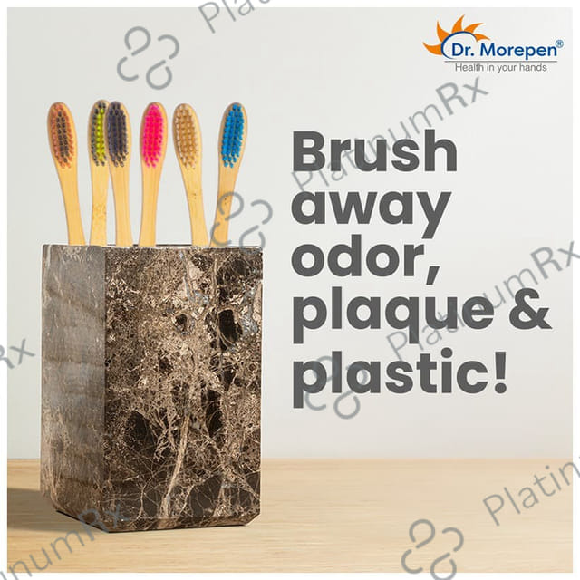 Dr. Morepen Organic Bamboo Toothbrush Adult 3 Medium & 3 Soft Neon, Pink, Orange, Blue, Brown & Charcoal