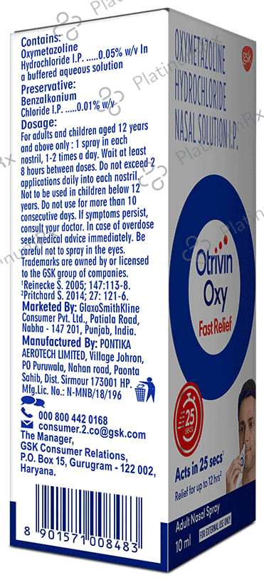 Otrivin Oxy 0.05% Fast Relief Adult Nasal Spray 10ml