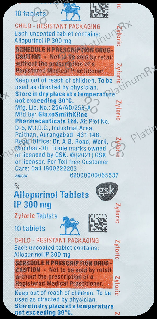 Zyloric 300mg Tablet 10s
