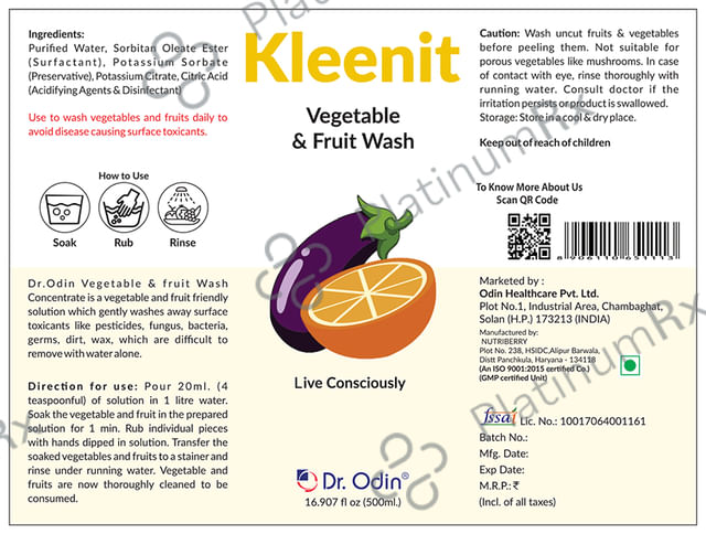 Kleenit Vegetable & Fruit Wash 1 Ltr
