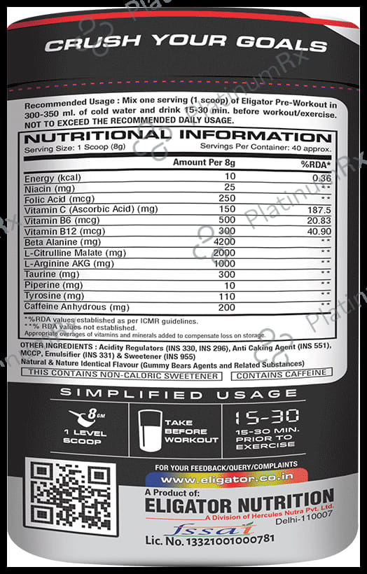 Eligator Pre Workout Powder Gummy Bear Candy