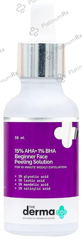 The Derma Co 15% AHA +1% BHA Beginner Face Peeling Solution - For 10 Minute Weekly Exfoliation