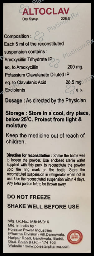 Altoclav 200/28mg Dry Syrup 30ml