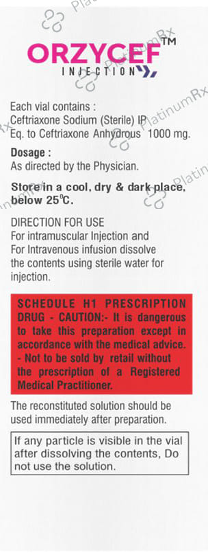 Orzycef 1gm Injection 1s