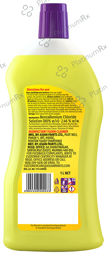 Asianpaints Viroprotek Ultra Disinfectant Floor Cleaner Citrus 1 Ltr