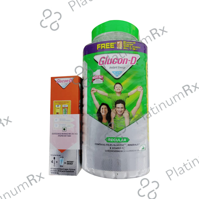 Glucon-D with Glucose, Calcium, Vitamin C & Sucrose - Flavour Regular with 300gm Glucon-D Refill Tangy Orange Free