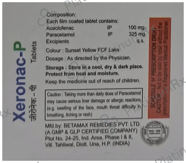 Xeronac P 100/325mg Tablet 10s Praxis Healthcare
