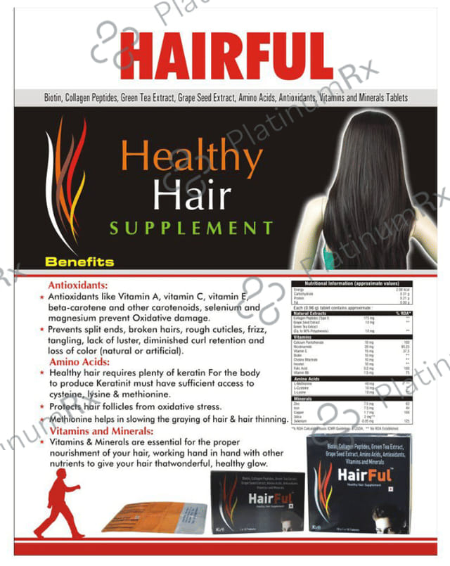 HairFul Tablet for Women & Men Hair Care (10 Each) 4 Strip