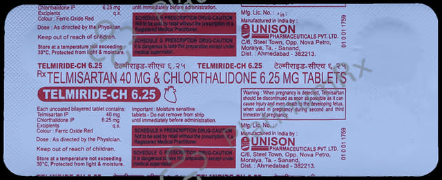 Telmiride CH 40mg/6.25mg Tablet