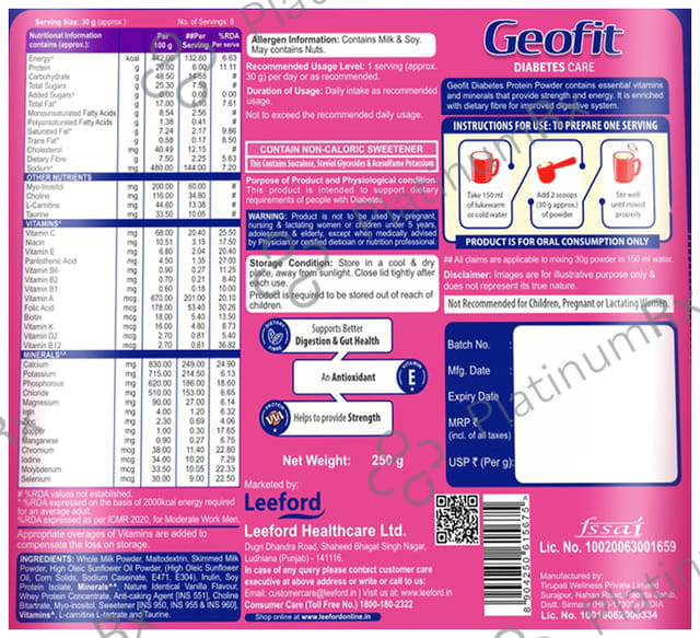 Geofit Diabetes Care Powder Vanilla