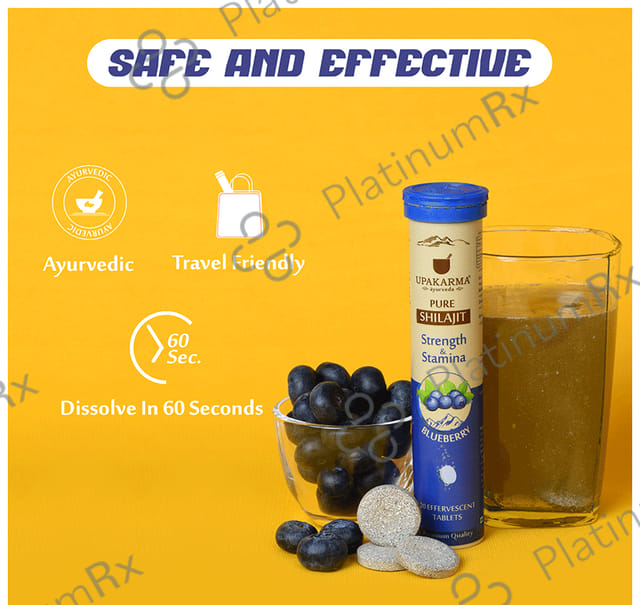 Upakarma Ayurveda Pure Shilajit Blueberry Flavour Effervescent Tablet 20s