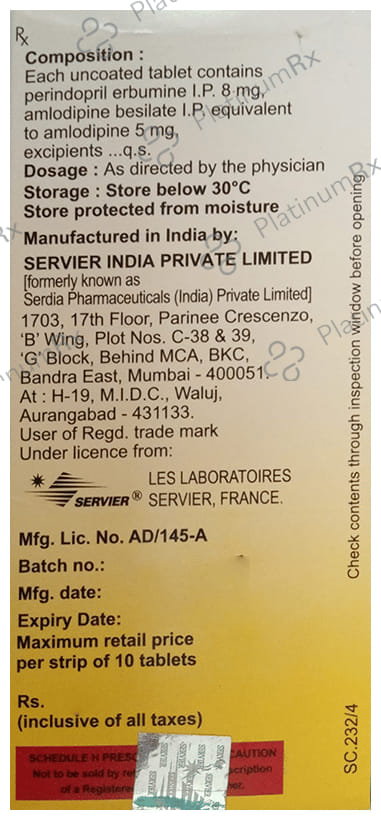 Coversyl AM 8/5mg Tablet 10s