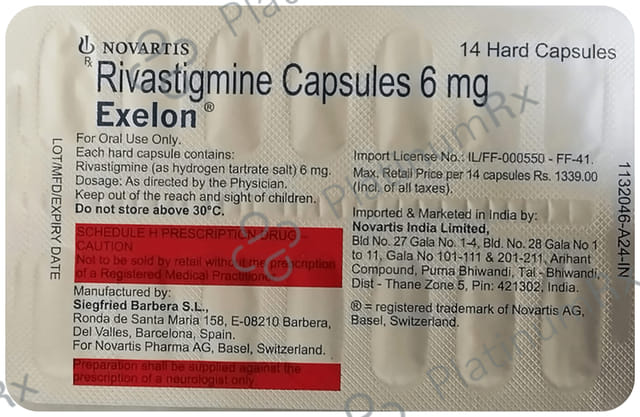 Exelon 6mg Capsule 14s