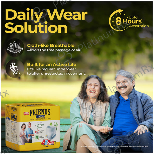 Friends Classic Anti Bacterial & Anti Rash Adult Unisex Dry Pants Large diapers 10s