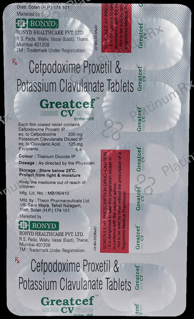 Greatcef CV 200/125mg Tablet 10s