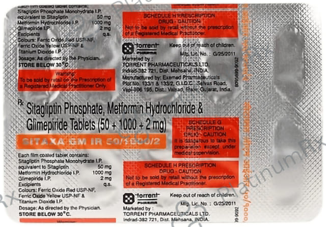 Sitaxa GM 2/50/1000mg Tablet IR 10s
