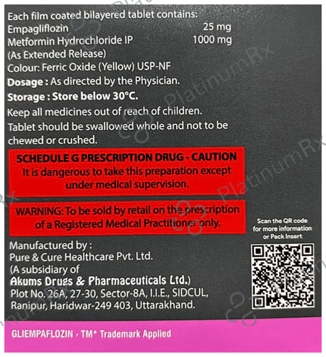 Gliempaflozin Met ER 25/1000mg Tablet 10s
