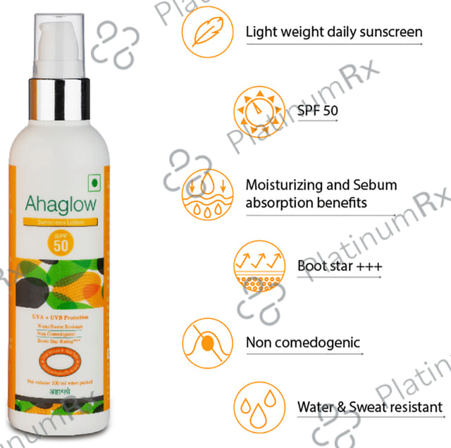 Ahaglow Sunscreen SPF 50 Lotion 100ml
