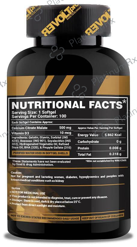 Revoltpro Calcium Citrate Malate with Vitamin D3 Softgels