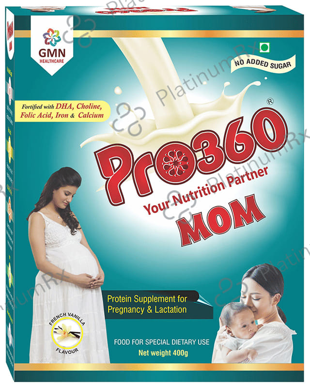 Pro360 Mom Protein Supplement for Pregnancy & Lactation - No Added Sugar - Flavour French Vanilla 400 gm