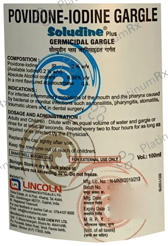 Soludine Plus Germicidal Gargle 100ml