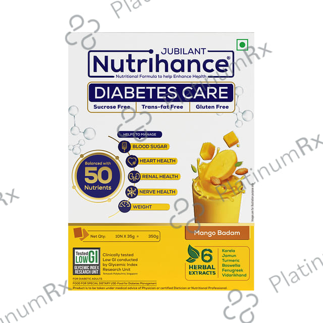 Jubilant Nutrihance Diabetes Care Sachet (35gm Each) - Gluten Free - Flavour Mango Badam