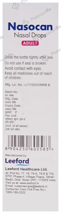 Nasocan 0.1% Nasal Drops 10ml
