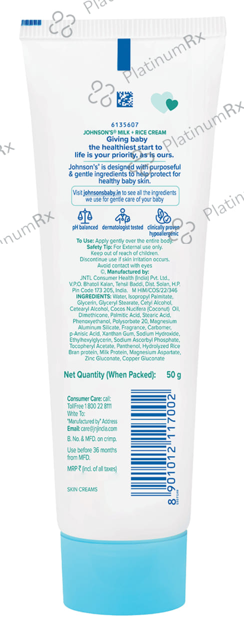 Johnson's Baby Milk + Rice For Baby's Healthy Skin Cream 50gm