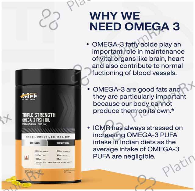 MyFitFuel Triple Strength Omega 3 Fish Oil 1200mg Soft Gelatin Capsule 120 capsules
