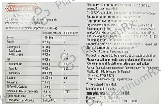 Consevel Nutraceutical Capsule 10s