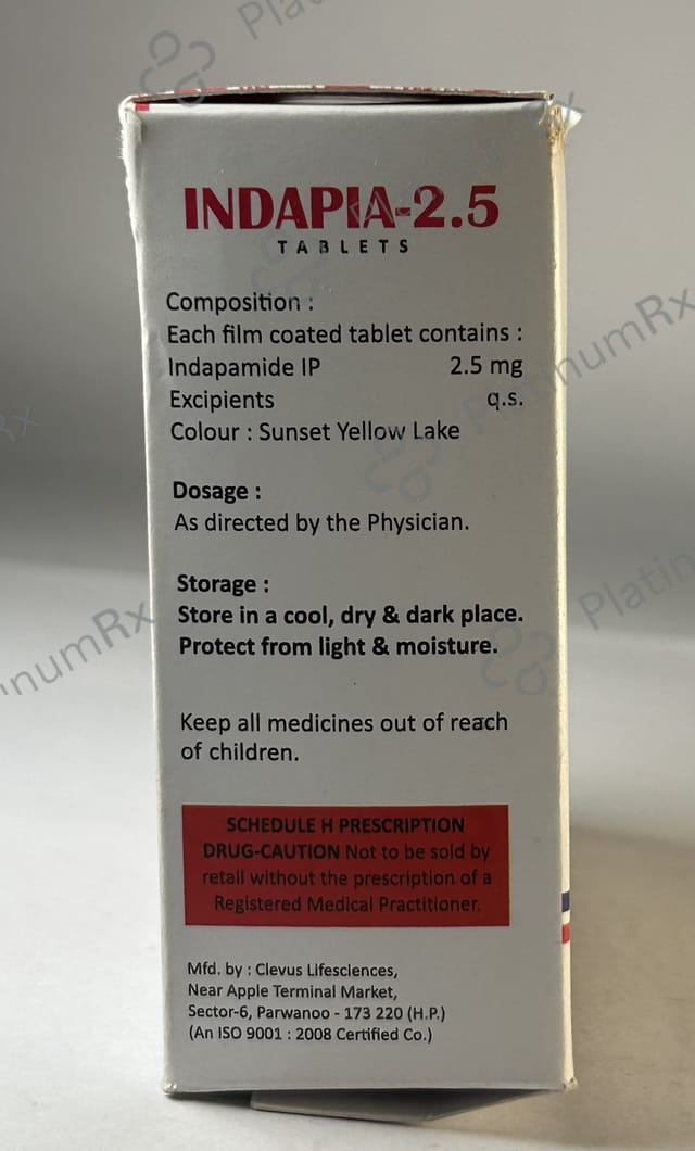 Indapia 2.5mg Tablet 14s