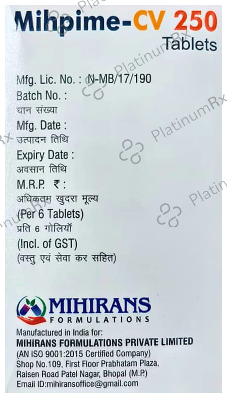 Mihpime CV 250mg Tablet 6s