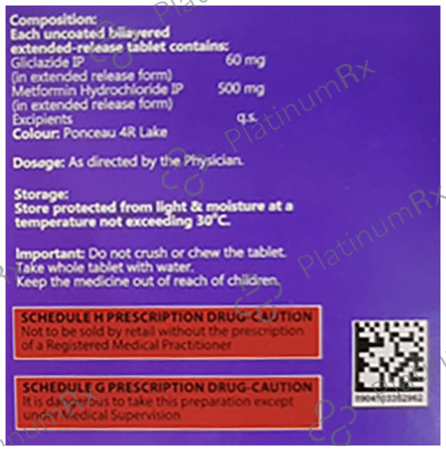 Glizid M XR 60/500mg Tablet 15s