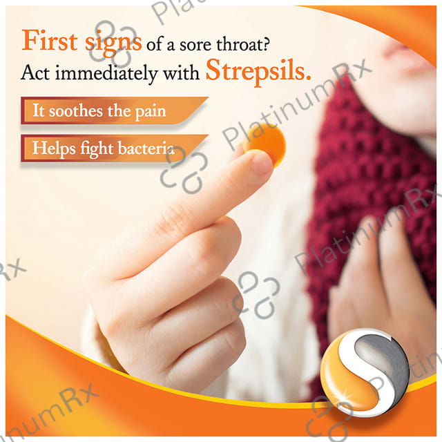 Strepsils Medicated Throat Lozenges For Sore Throat Flavour Orange lozenges 104s