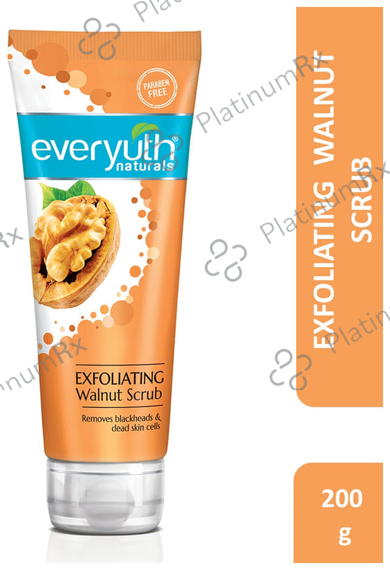 Everyuth Naturals Exfoliating Walnut for Blackheads & Dead Skin Cells - Paraben-Free - All Skin Types 200 gm