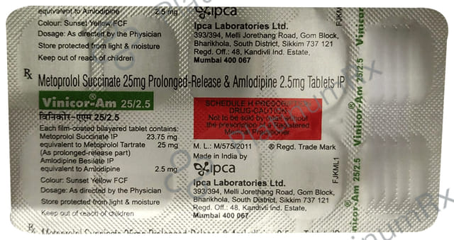 Vinicor AM 25/2.5mg Tablet PR 10s