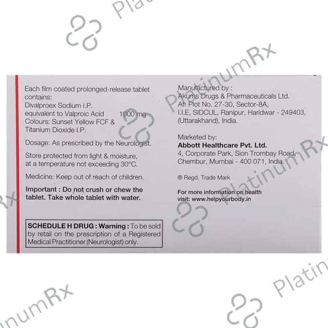 Valance OD 1000mg Eazy Glide Tablet PR 15s