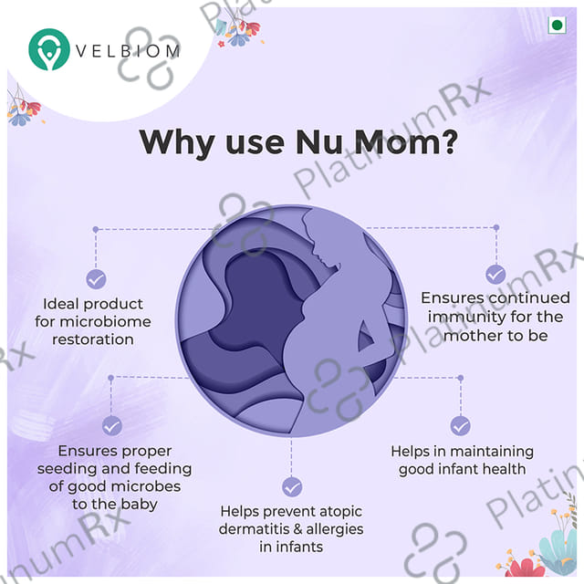 Velbiom Nu Mom Pre & Probiotic Health Supplement Vegetable Capsule for Maternal Health